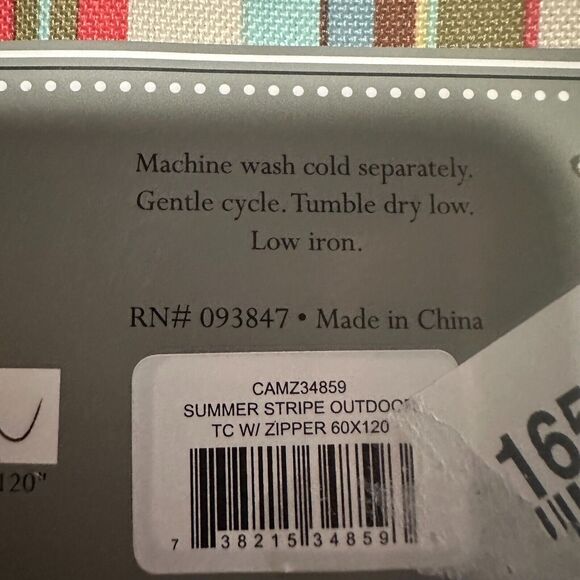 New Design Imports Summer Stripe Outdoor Tablecloth 60x120 W/Zipper from Macy's - Picture 5 of 5